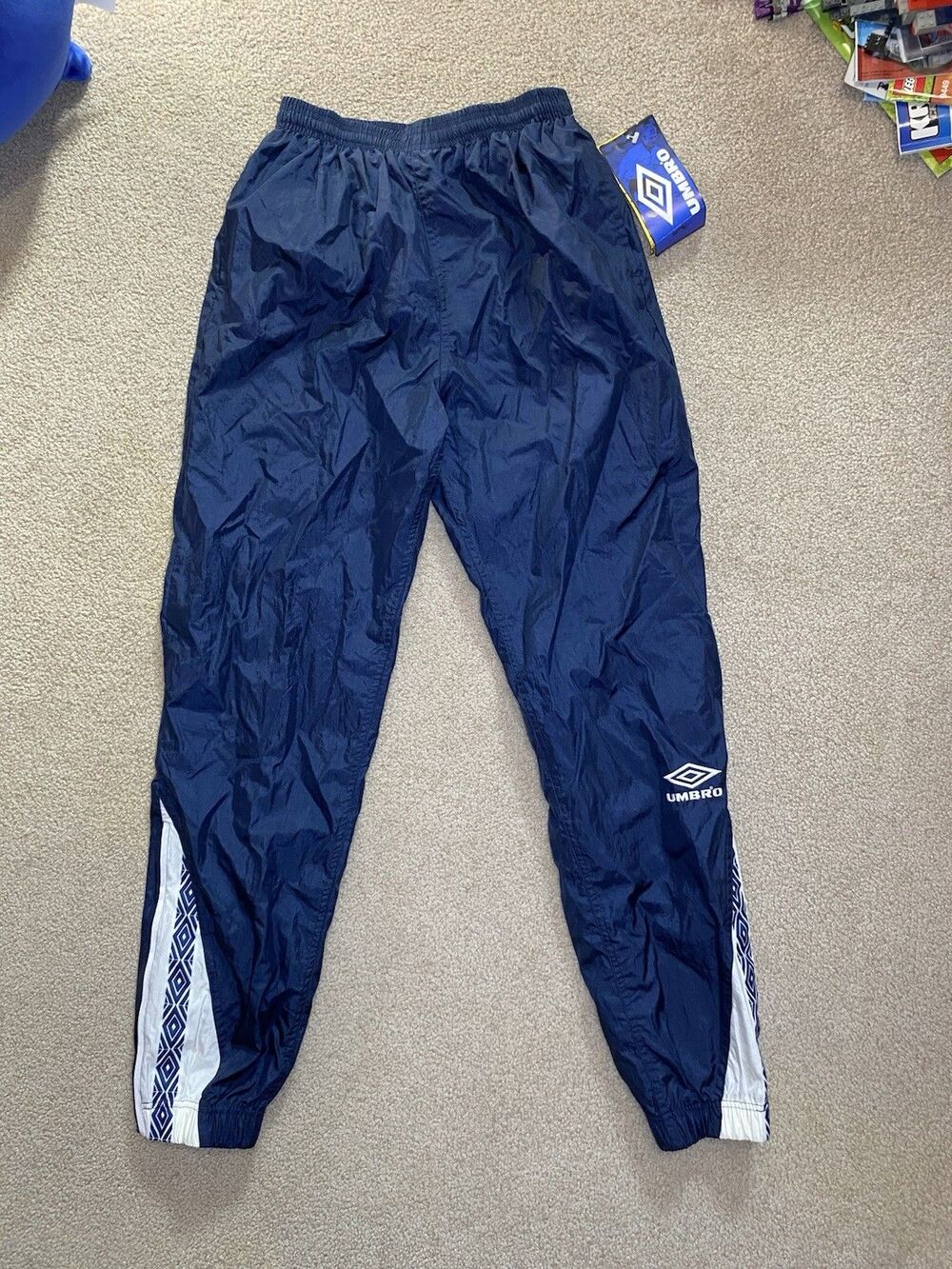 Vintage 1995 Umbro Youth XL Rosario Track Pants Navy Blue NWT 90s Soccer